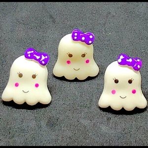 Halloween Ghost clipped earrings and ring